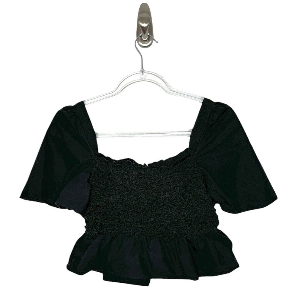 Anthropologie X Mare Mare | Smocked Tie Front Top in Black Small - Picture 5 of 10